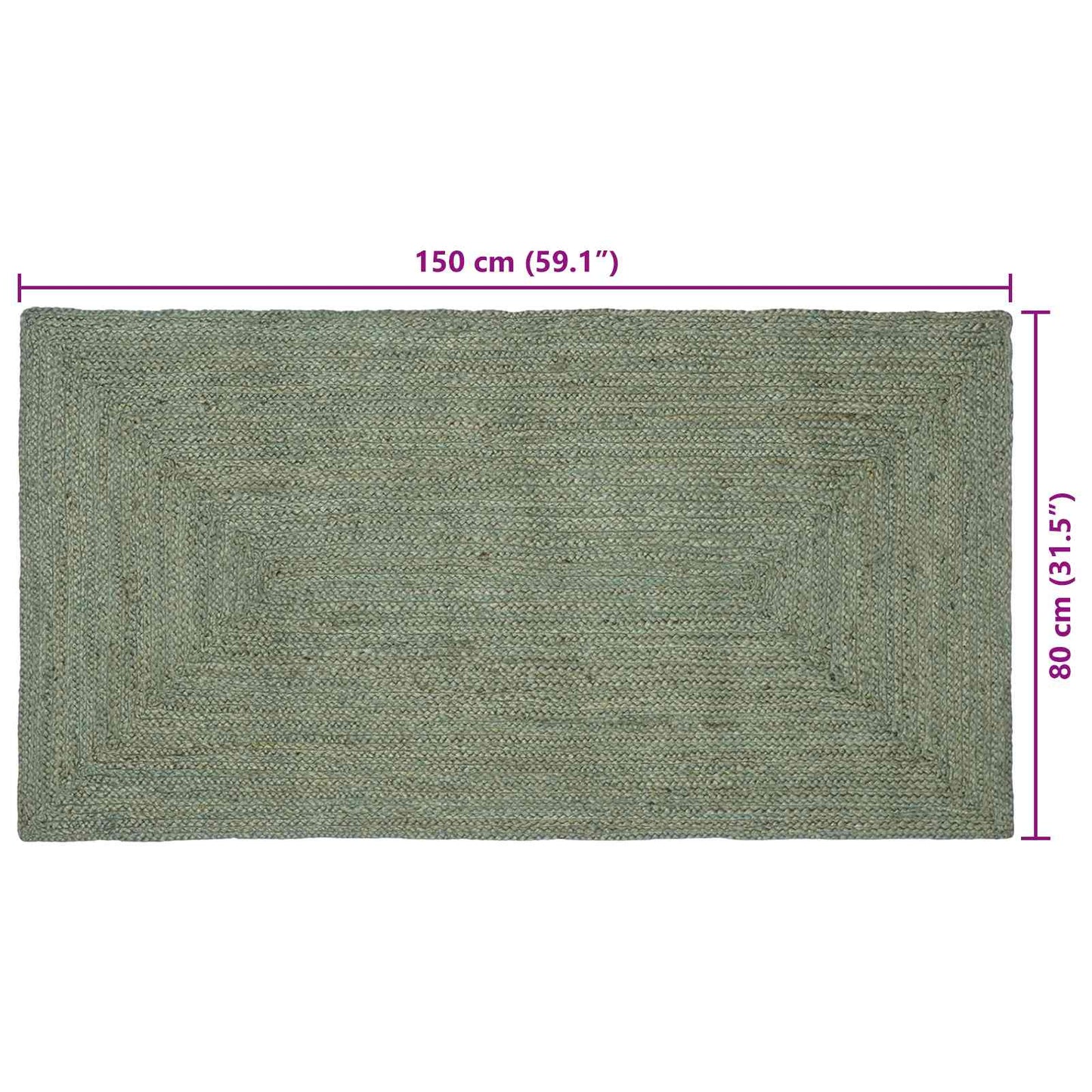vidaXL Χαλιά χώρου Ορθογώνιος Λαδί 80 x 150 cm Γιούτα