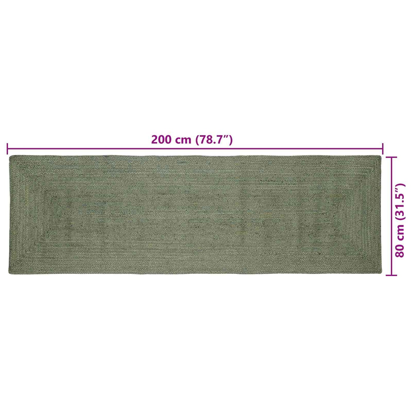 vidaXL Χαλιά χώρου Ορθογώνιος Λαδί 80 x 200 cm Γιούτα