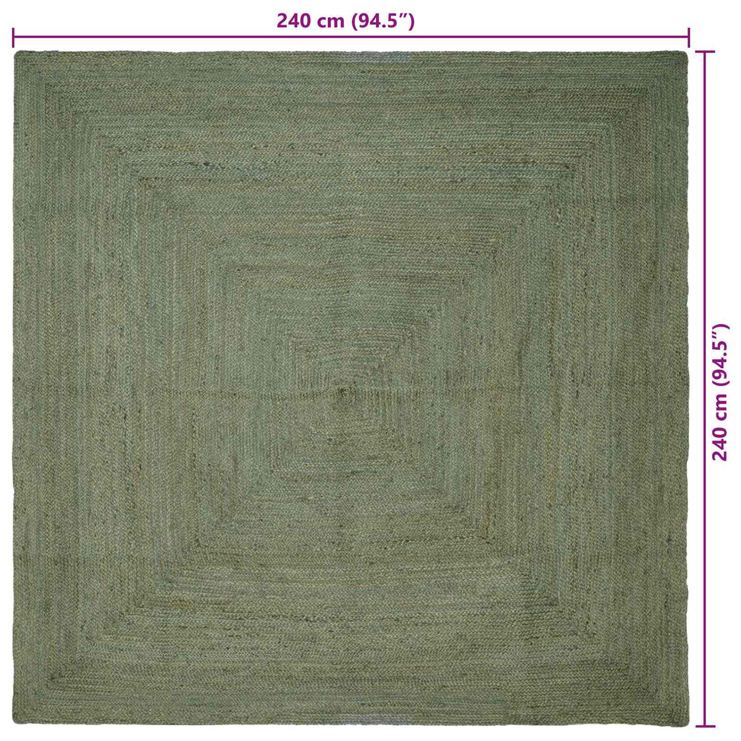 vidaXL Χαλιά χώρου τετράγωνο Λαδί 240 x 240 cm Γιούτα
