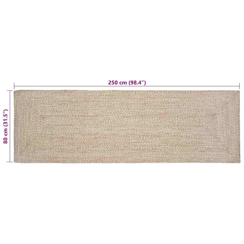 vidaXL Χαλιά χώρου Φυσικό και Λευκό 80 x 250 cm Γιούτα