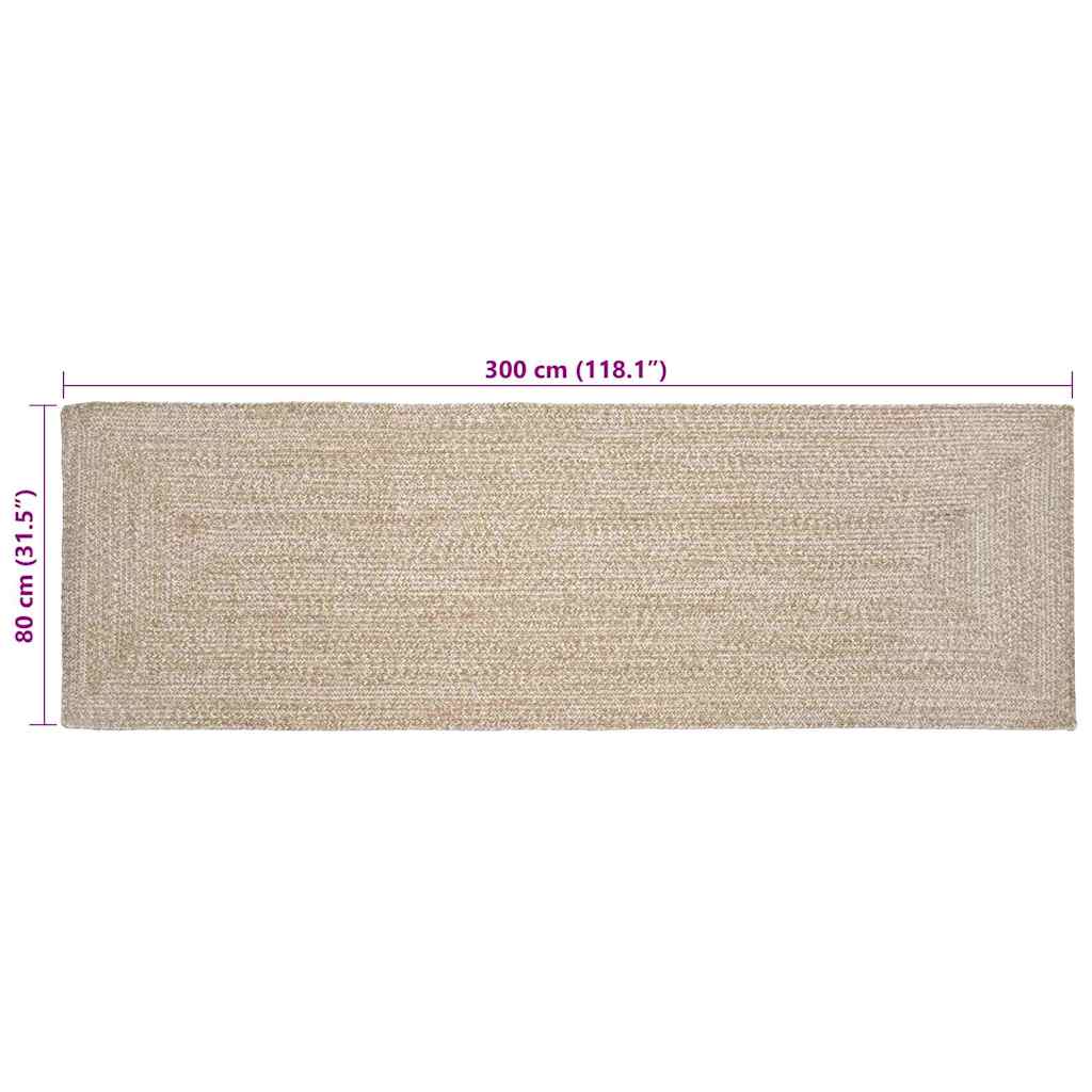 vidaXL Χαλιά χώρου Φυσικό και Λευκό 80 x 300 cm Γιούτα