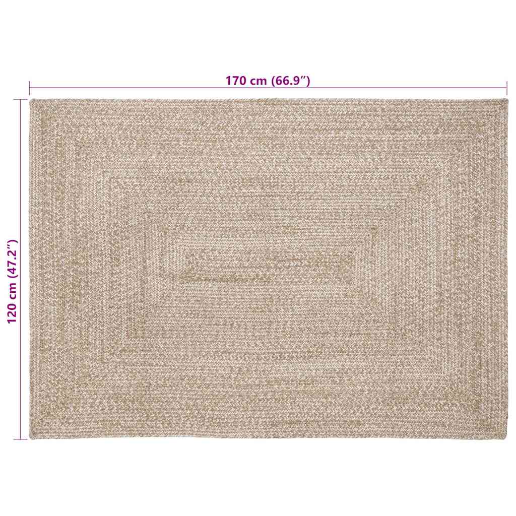 vidaXL Χαλιά χώρου Φυσικό και Λευκό 120 x 170 cm Γιούτα