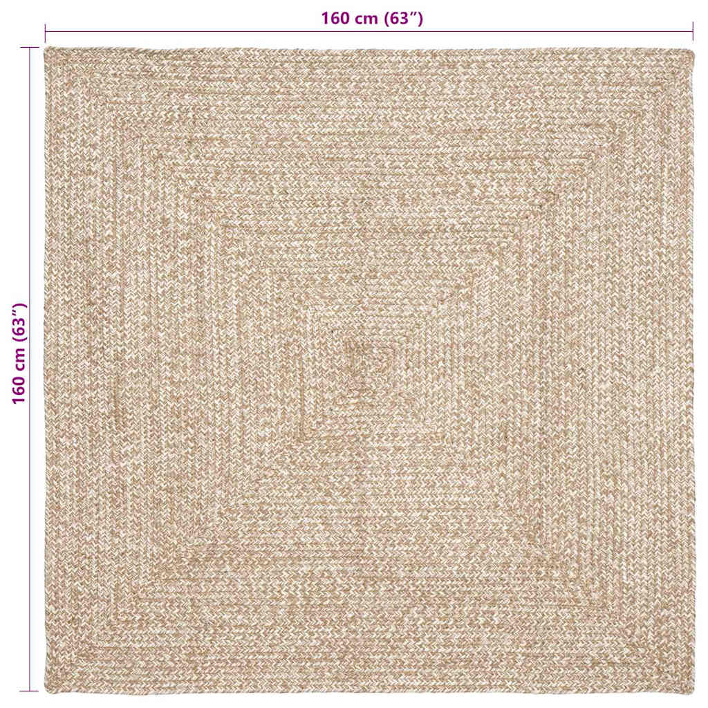 vidaXL Χαλιά χώρου Φυσικό και Λευκό 160 x 160 cm Γιούτα
