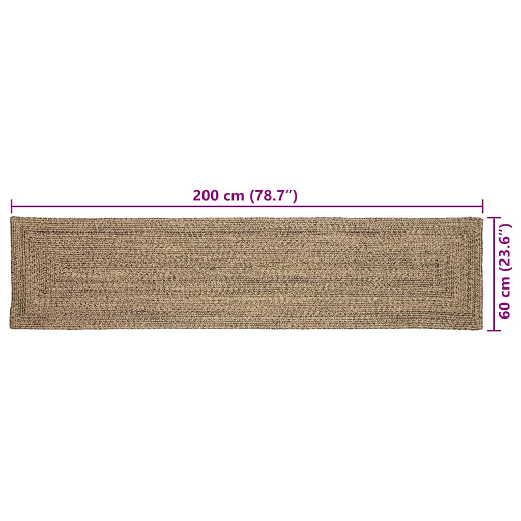 vidaXL Χαλιά χώρου Φυσικό και Μαύρο 60 x 200 cm Γιούτα