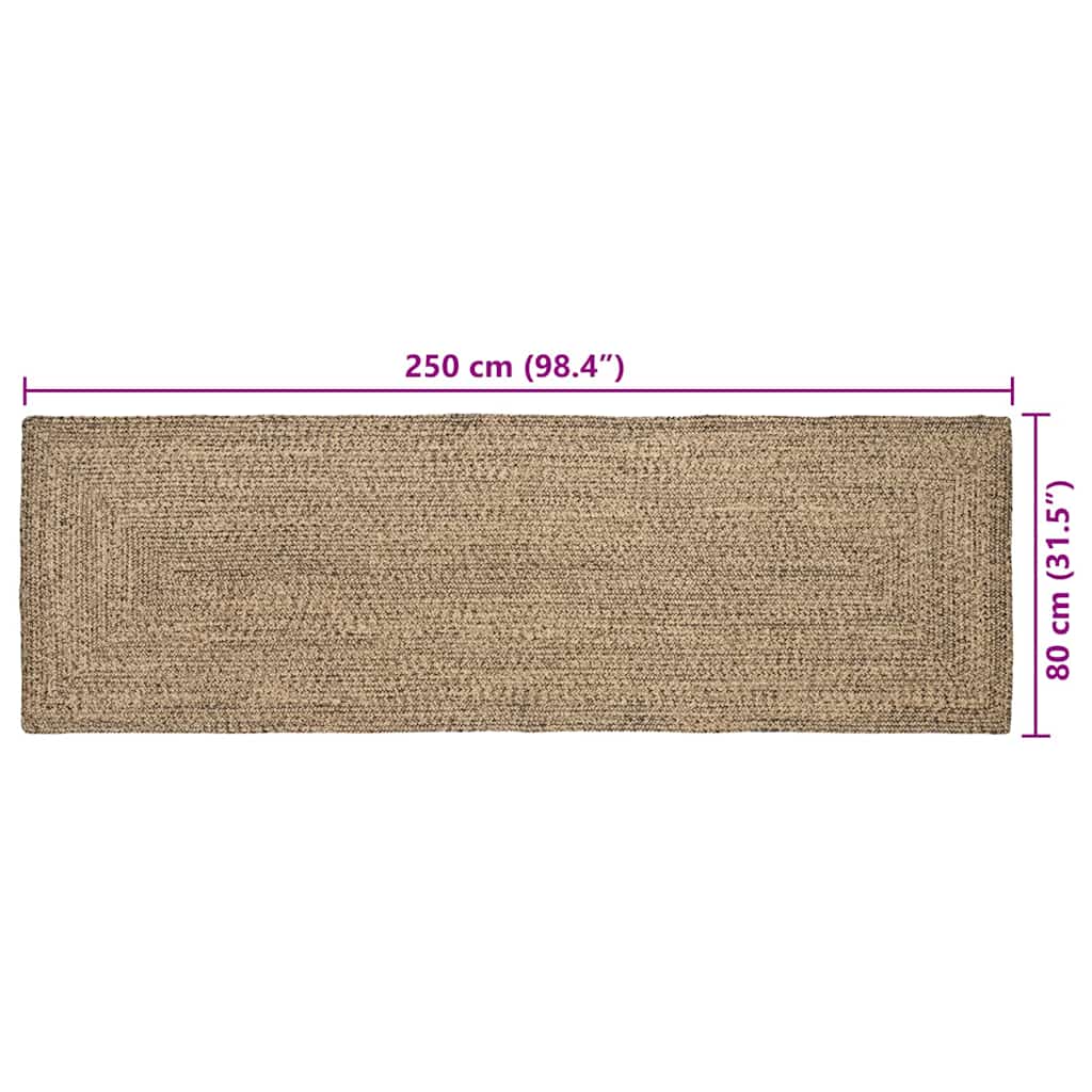 vidaXL Χαλιά χώρου Φυσικό και Μαύρο 80 x 250 cm Γιούτα