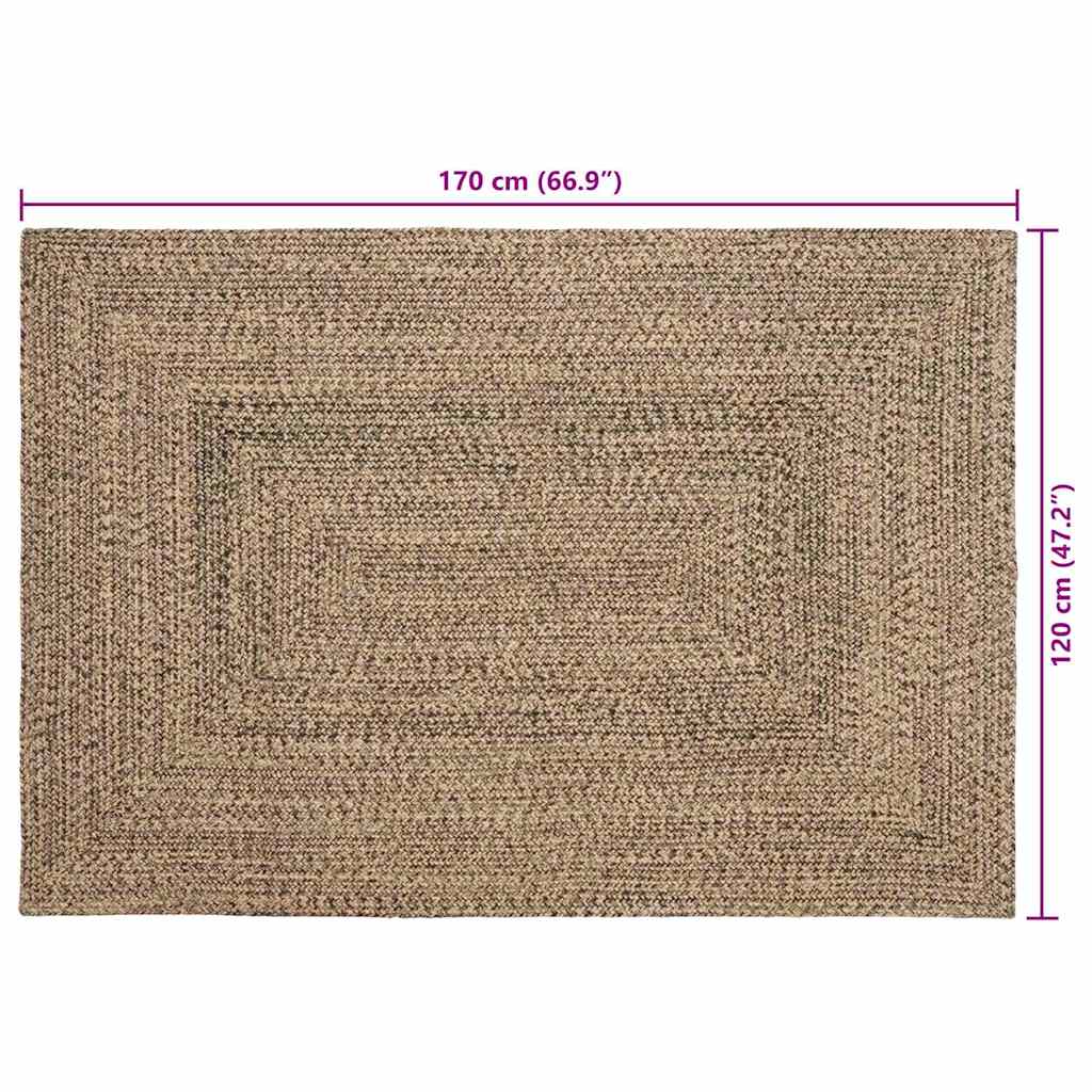 vidaXL Χαλιά χώρου Φυσικό και Μαύρο 120 x 170 cm Γιούτα