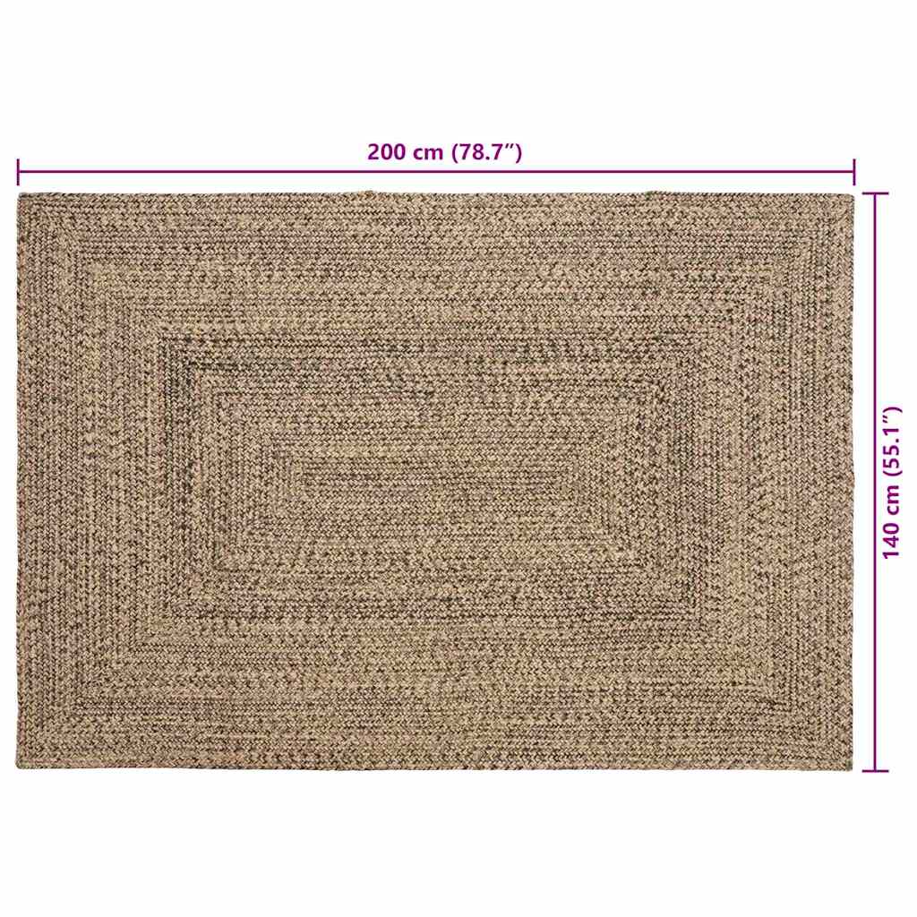 vidaXL Χαλιά χώρου Φυσικό και Μαύρο 140 x 200 cm Γιούτα