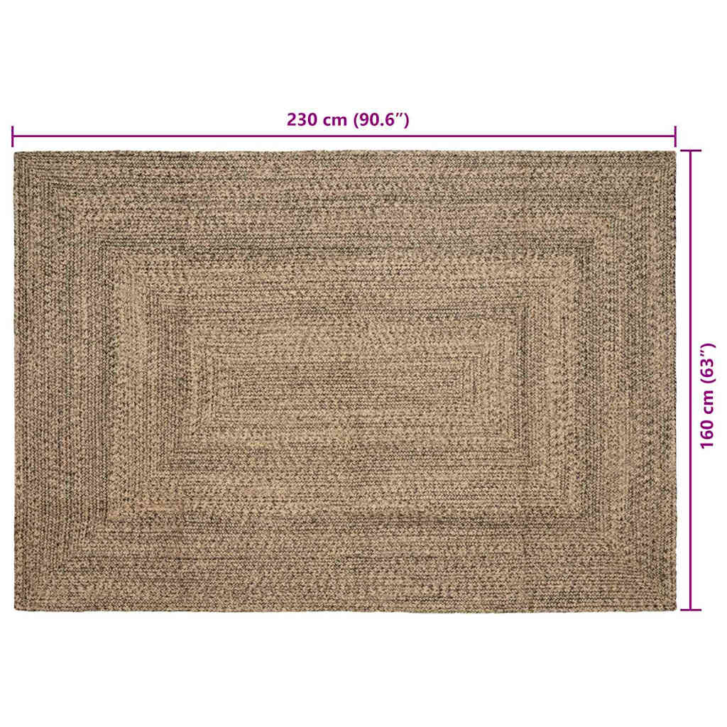 vidaXL Χαλιά χώρου Φυσικό και Μαύρο 160 x 230 cm Γιούτα