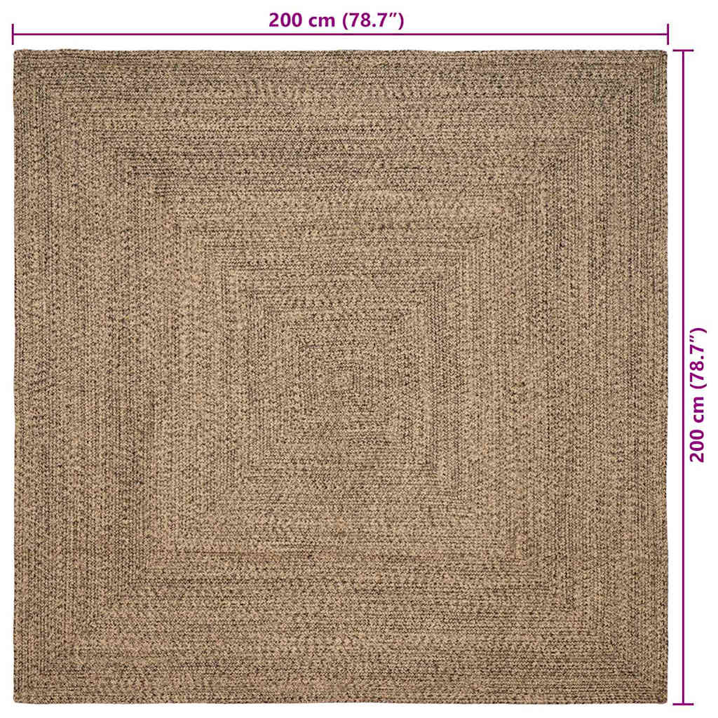 vidaXL Χαλιά χώρου Φυσικό και Μαύρο 200 x 200 cm Γιούτα