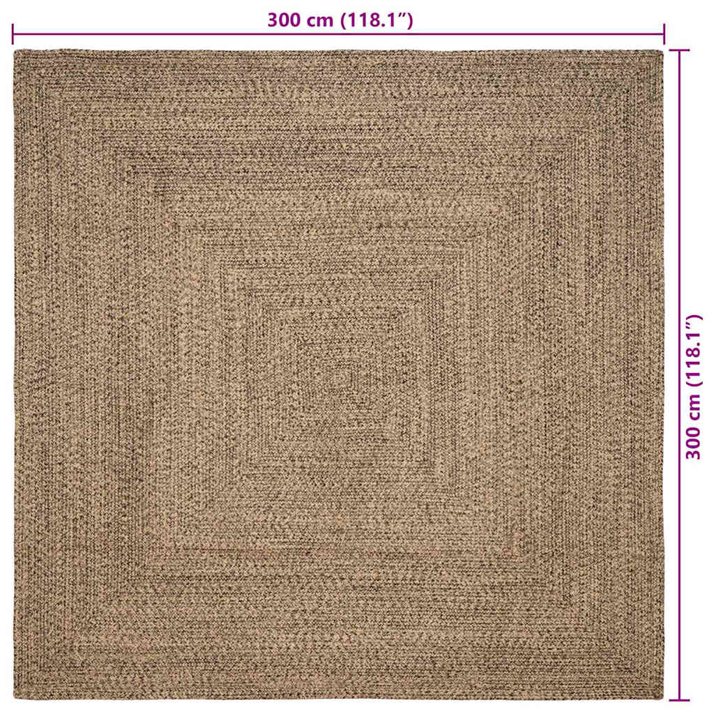 vidaXL Χαλιά χώρου Φυσικό και Μαύρο 300 x 300 cm Γιούτα