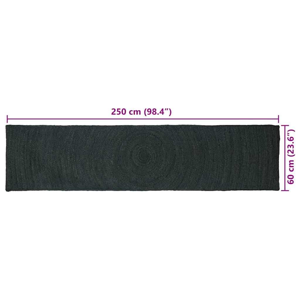 vidaXL Χαλιά χώρου Σκούρο Γκρι 60 x 250 εκ. Γιούτα