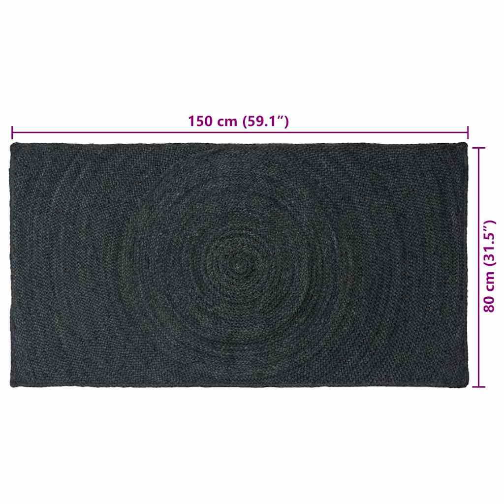 vidaXL Χαλιά χώρου Σκούρο Γκρι 80 x 150 cm Γιούτα