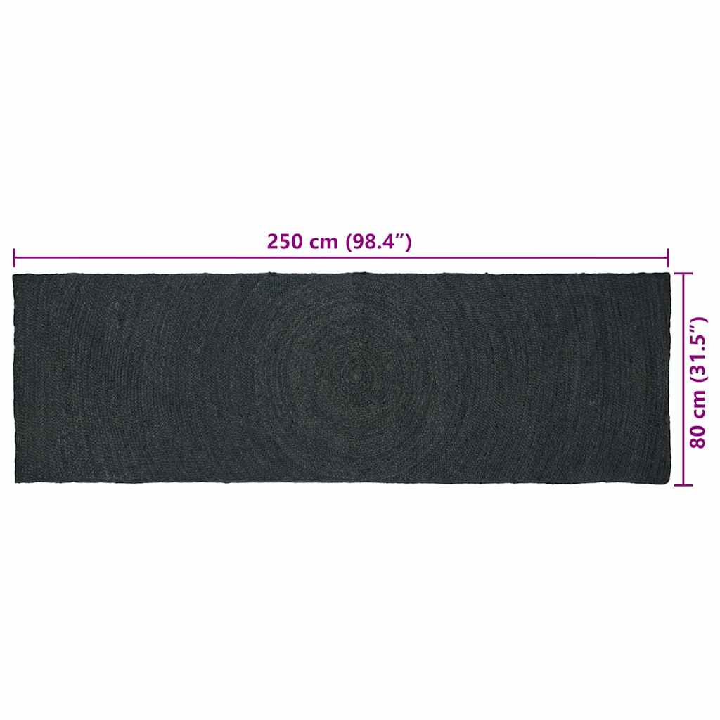 vidaXL Χαλί Σκούρο Γκρι 80 x 250 cm Γιούτα