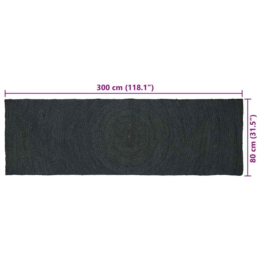 vidaXL Χαλιά χώρου Σκούρο Γκρι 80 x 300 cm Γιούτα