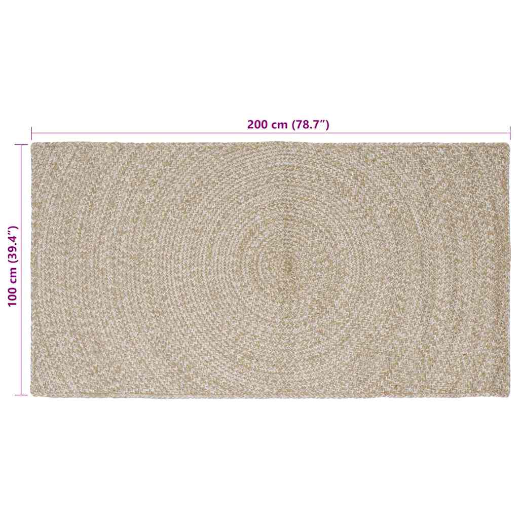 vidaXL Χαλιά χώρου Φυσικό και Λευκό 100 x 200 cm Γιούτα