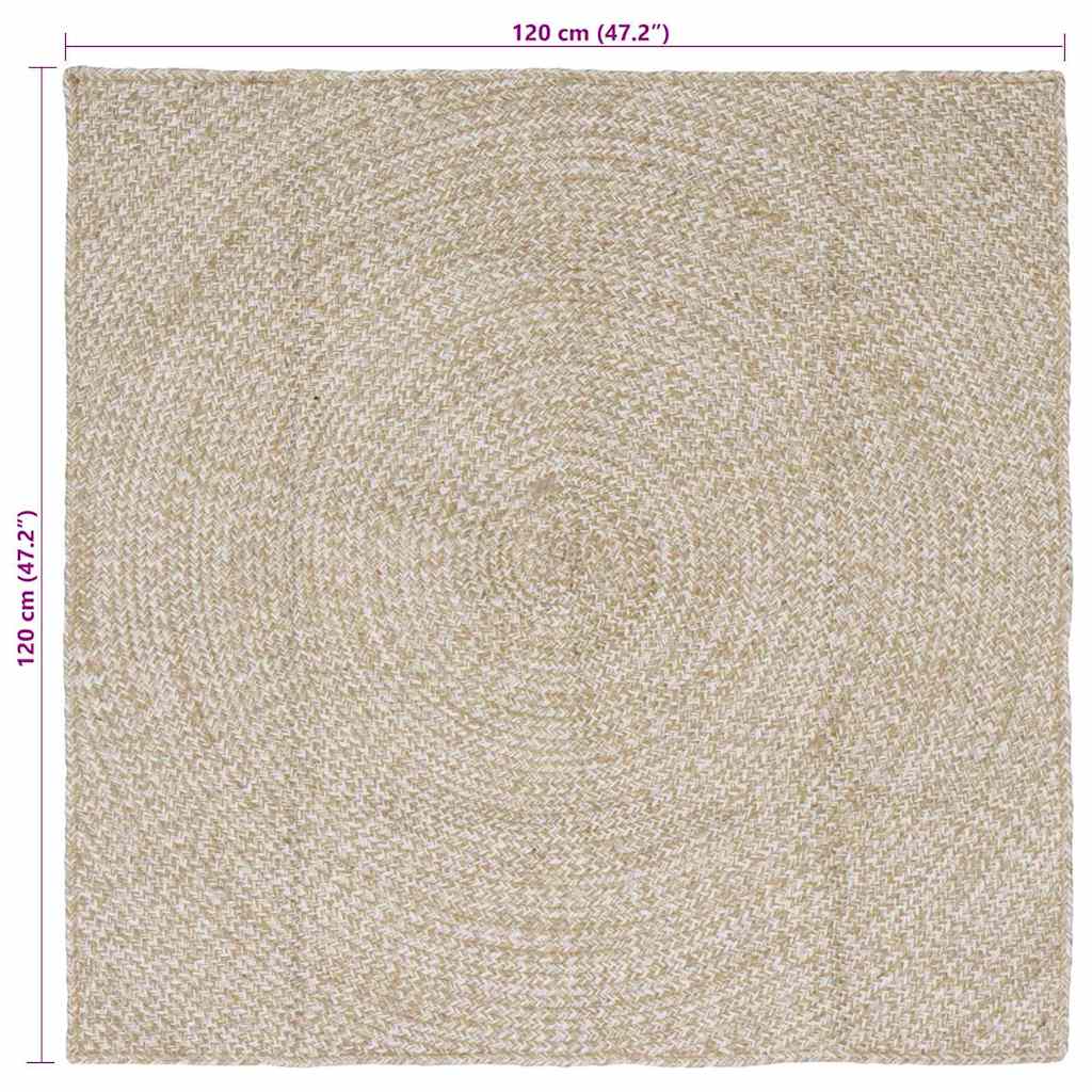 vidaXL Χαλιά χώρου Φυσικό και Λευκό 120 x 120 cm Γιούτα