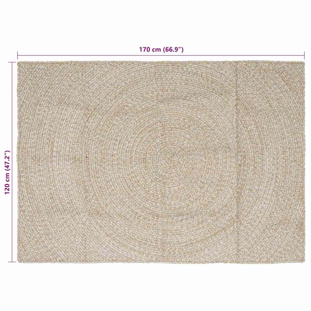 vidaXL Χαλί Φυσικό και Λευκό 120 x 170 cm Γιούτα