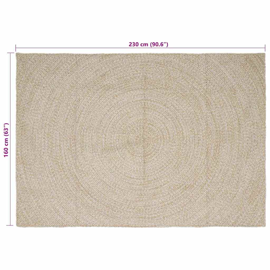 vidaXL Χαλιά χώρου Φυσικό και Λευκό 160 x 230 cm Γιούτα