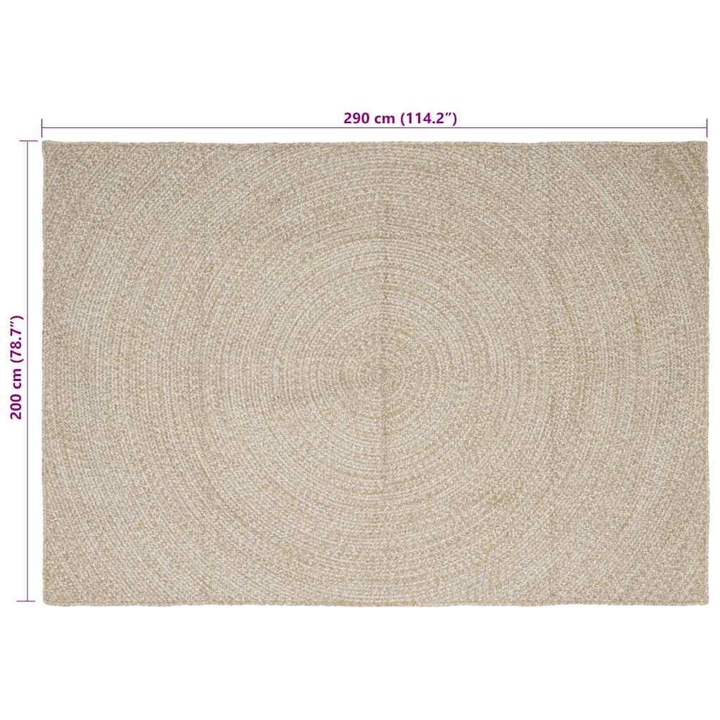 vidaXL Χαλιά χώρου Φυσικό και Λευκό 200 x 290 εκ. Γιούτα