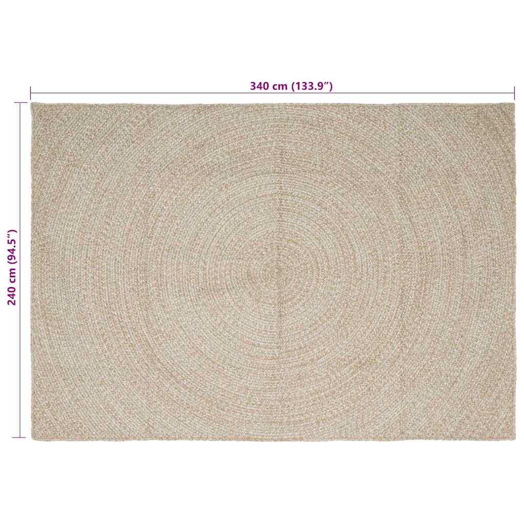 vidaXL Χαλιά χώρου Φυσικό και Λευκό 240 x 340 εκ. Γιούτα