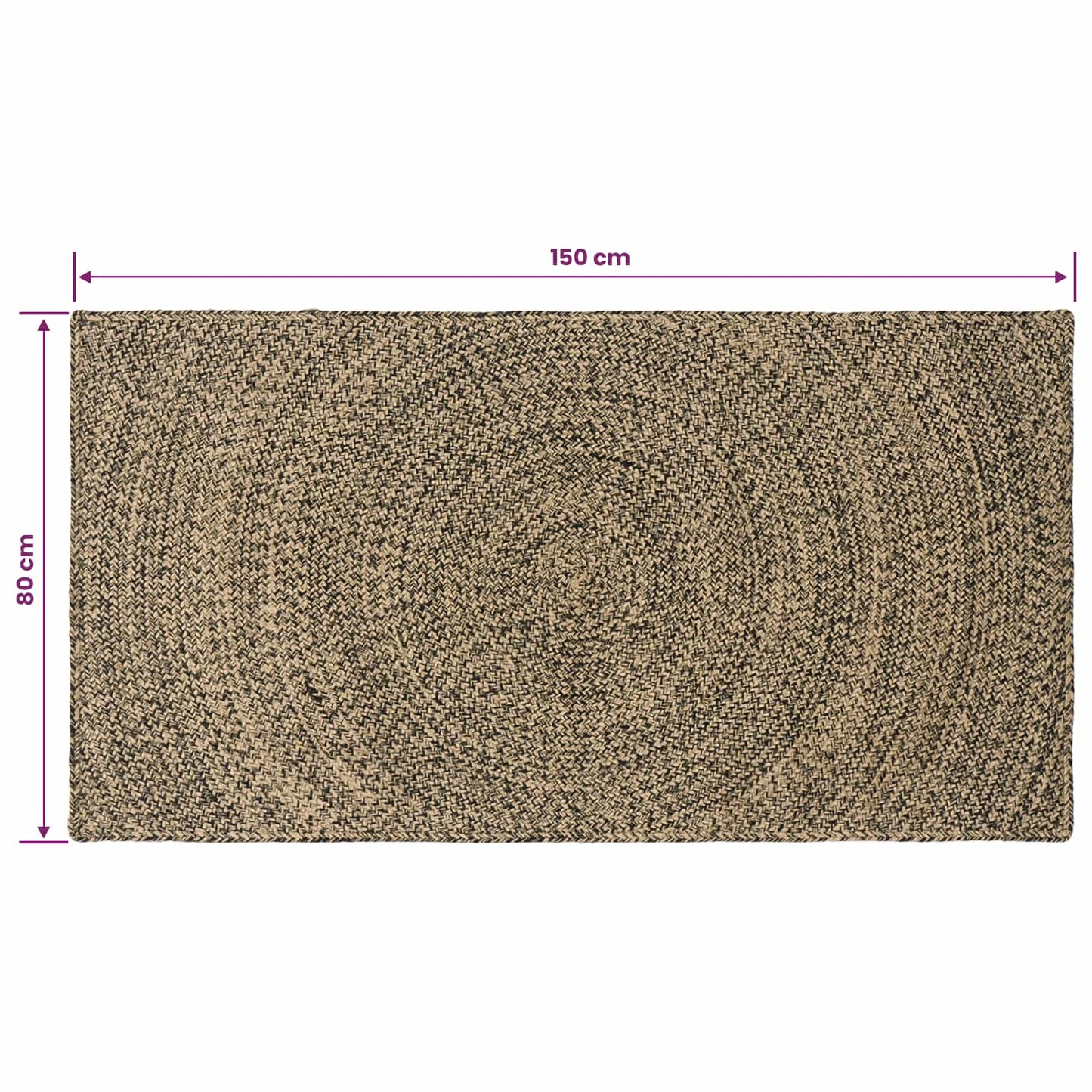 vidaXL Χαλιά χώρου Φυσικό και Μαύρο 80 x 150 cm Γιούτα