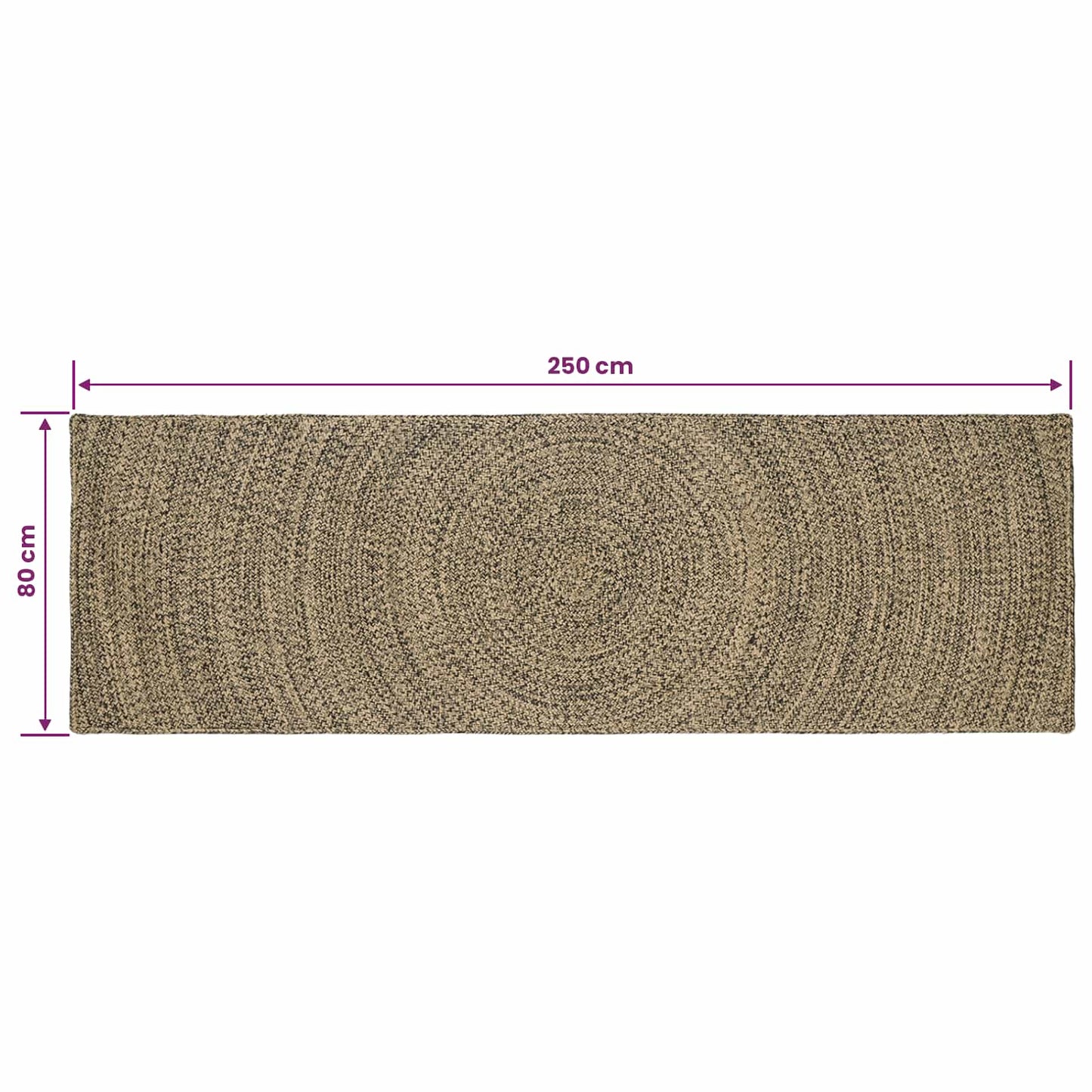 vidaXL Χαλιά χώρου Φυσικό και Μαύρο 80 x 250 cm Γιούτα