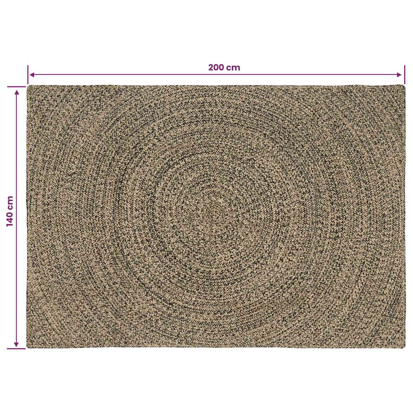 vidaXL Χαλιά χώρου Φυσικό και Μαύρο 140 x 200 cm Γιούτα