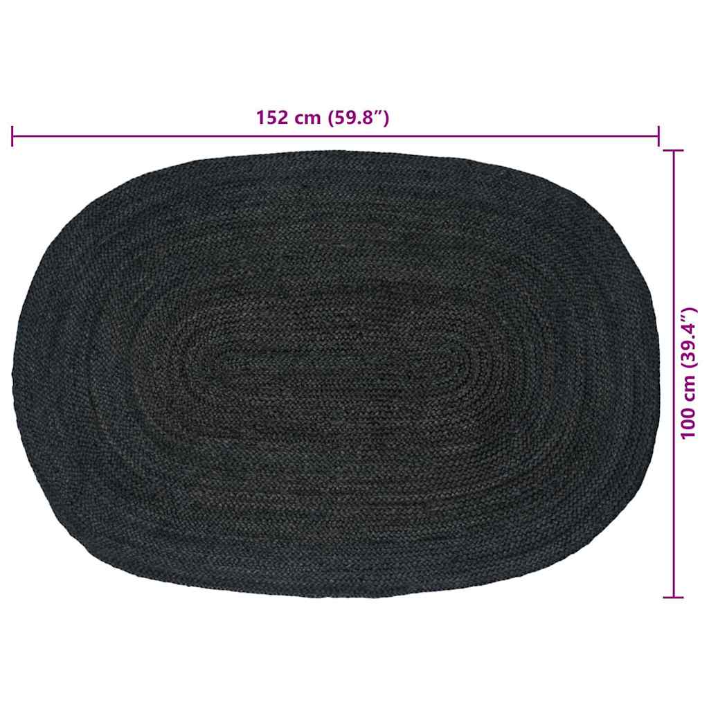 vidaXL Χαλιά χώρου Σκούρο Γκρι 100 x 152 εκ. Γιούτα