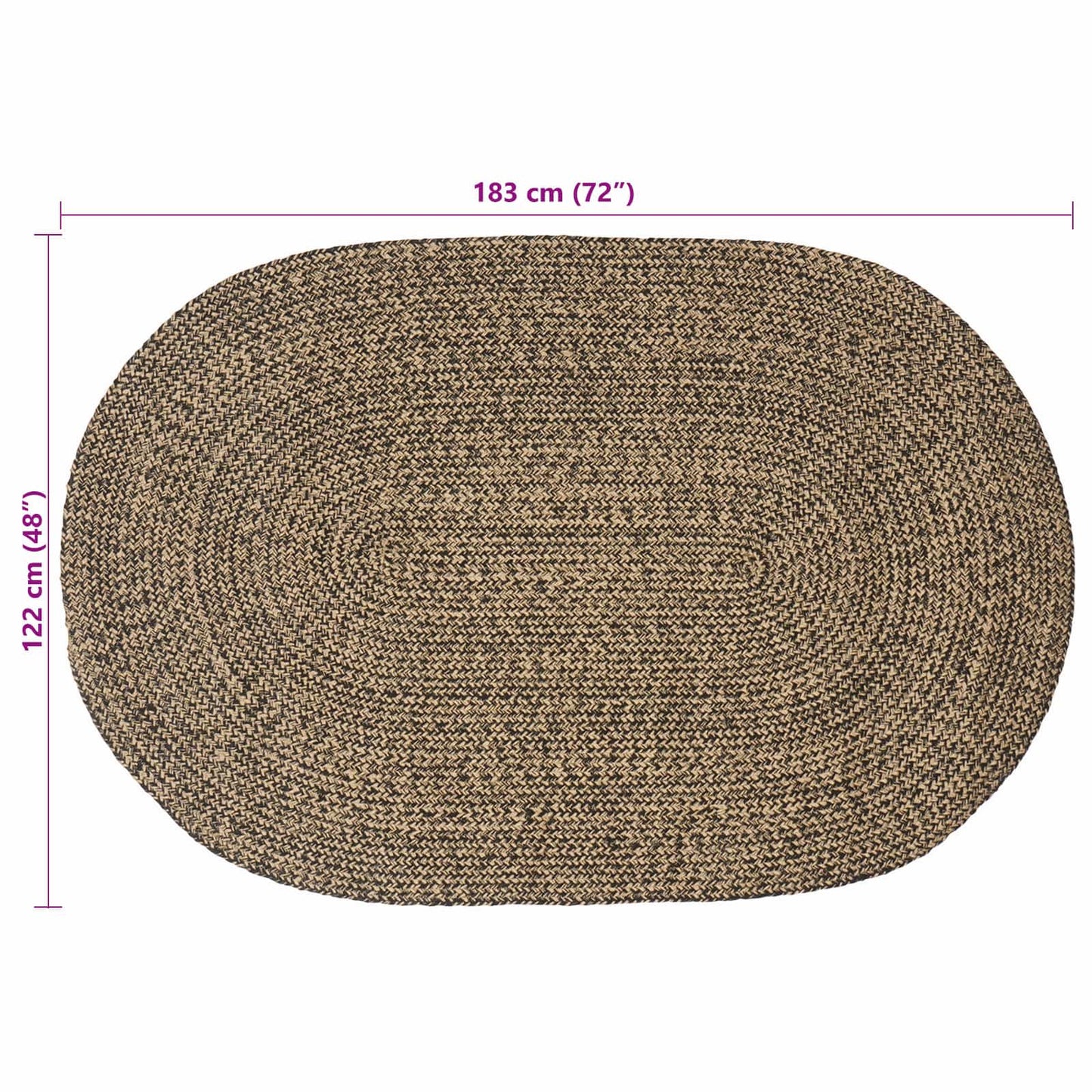 vidaXL Χαλιά χώρου Μαύρο 122 x 183 cm Γιούτα