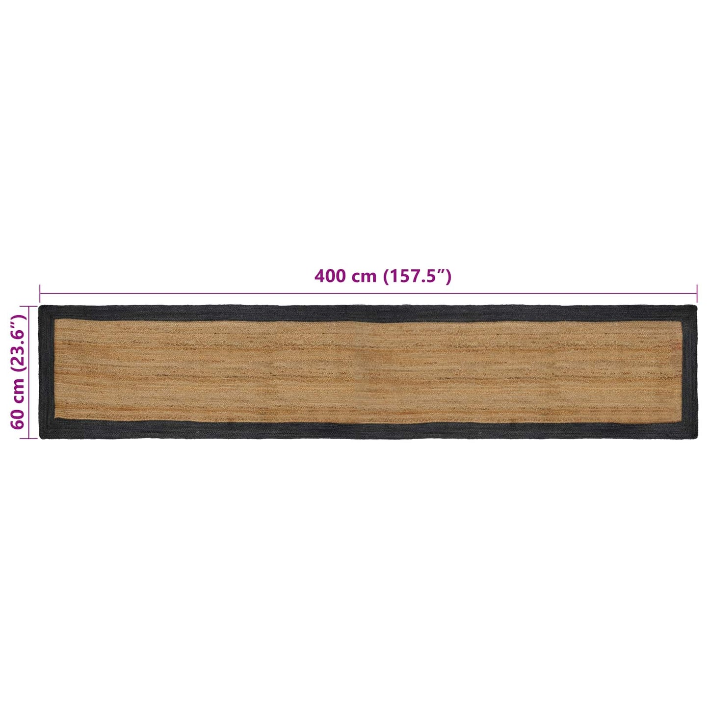 vidaXL Χαλιά χώρου Σκούρο Γκρι 60 x 400 εκ. Γιούτα