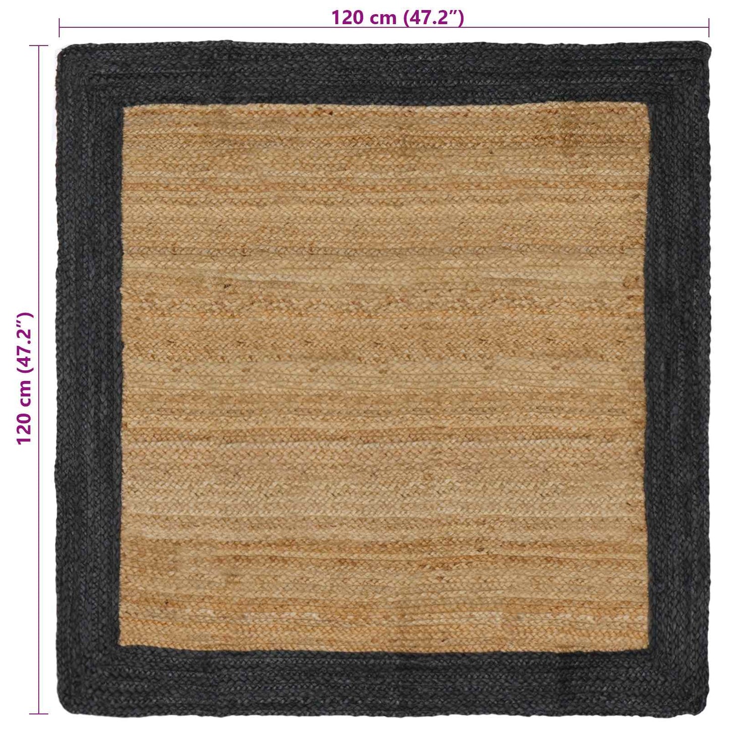 vidaXL Χαλιά χώρου Σκούρο Γκρι 120 x 120 cm Γιούτα