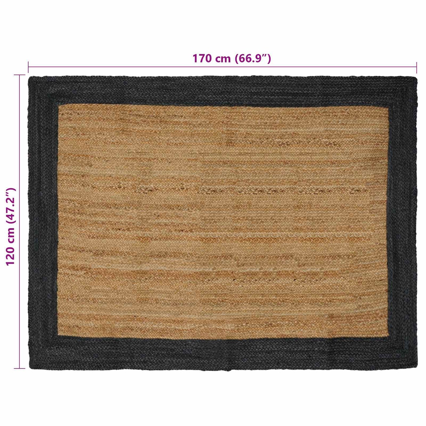 vidaXL Χαλιά χώρου Σκούρο Γκρι 120 x 170 cm Γιούτα