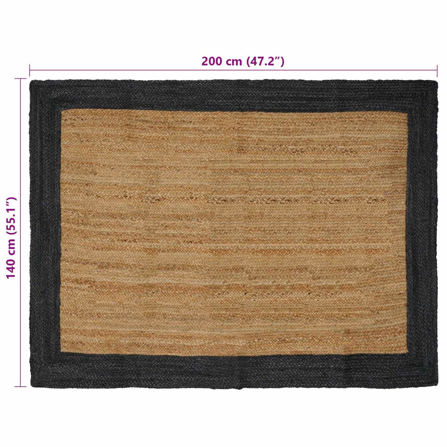 vidaXL Χαλιά χώρου Σκούρο Γκρι 140 x 200 cm Γιούτα