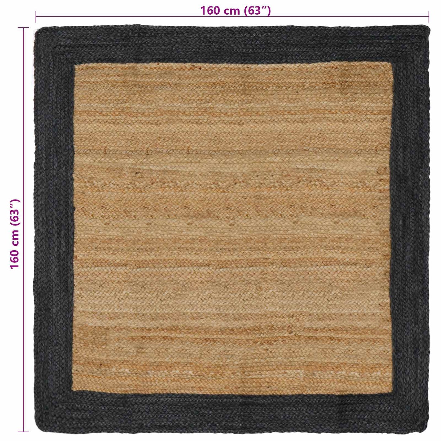 vidaXL Χαλιά χώρου Σκούρο Γκρι 160 x 160 cm Γιούτα