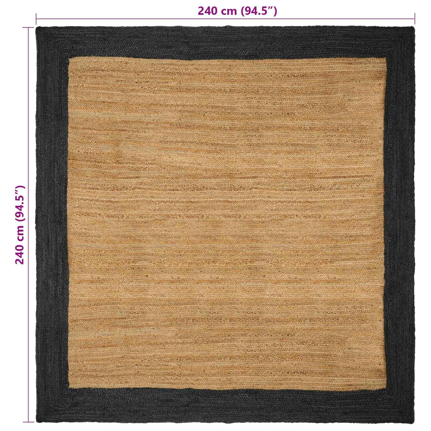 vidaXL Χαλιά χώρου Σκούρο Γκρι 240 x 240 cm Γιούτα