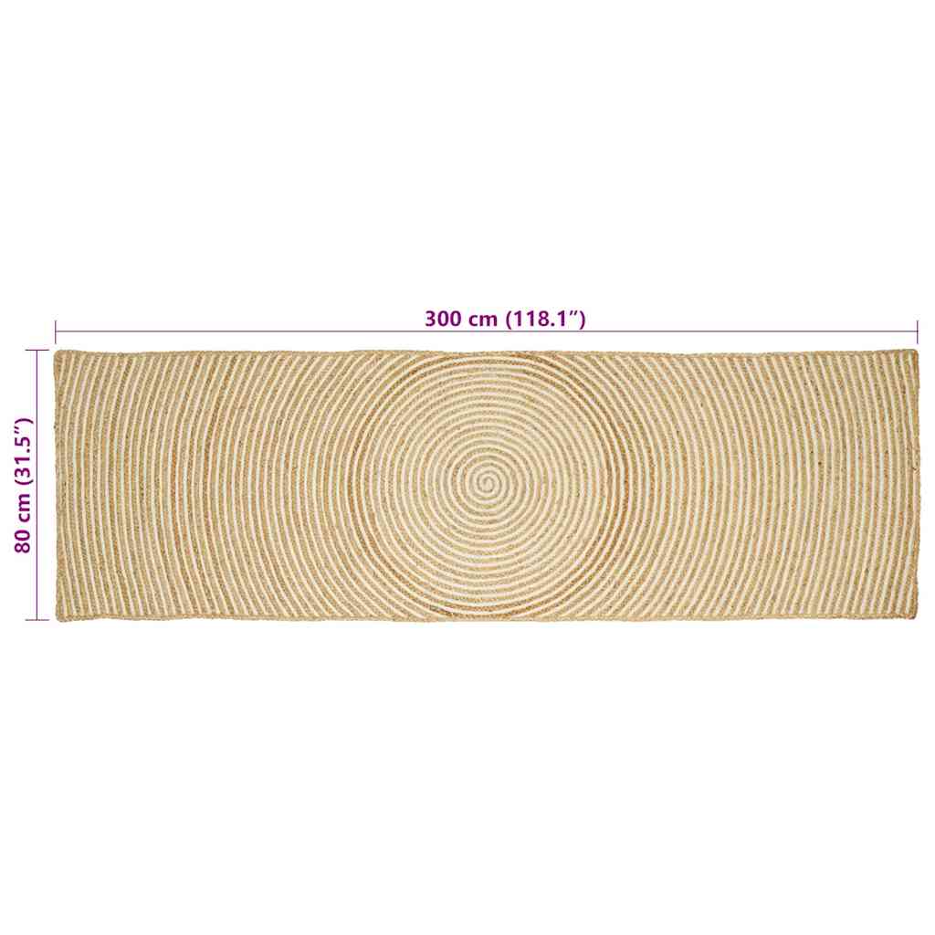vidaXL Χαλιά χώρου Λευκό 80 x 300 cm Γιούτα