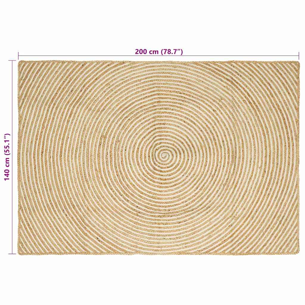 vidaXL Χαλιά χώρου Λευκό 140 x 200 cm Γιούτα