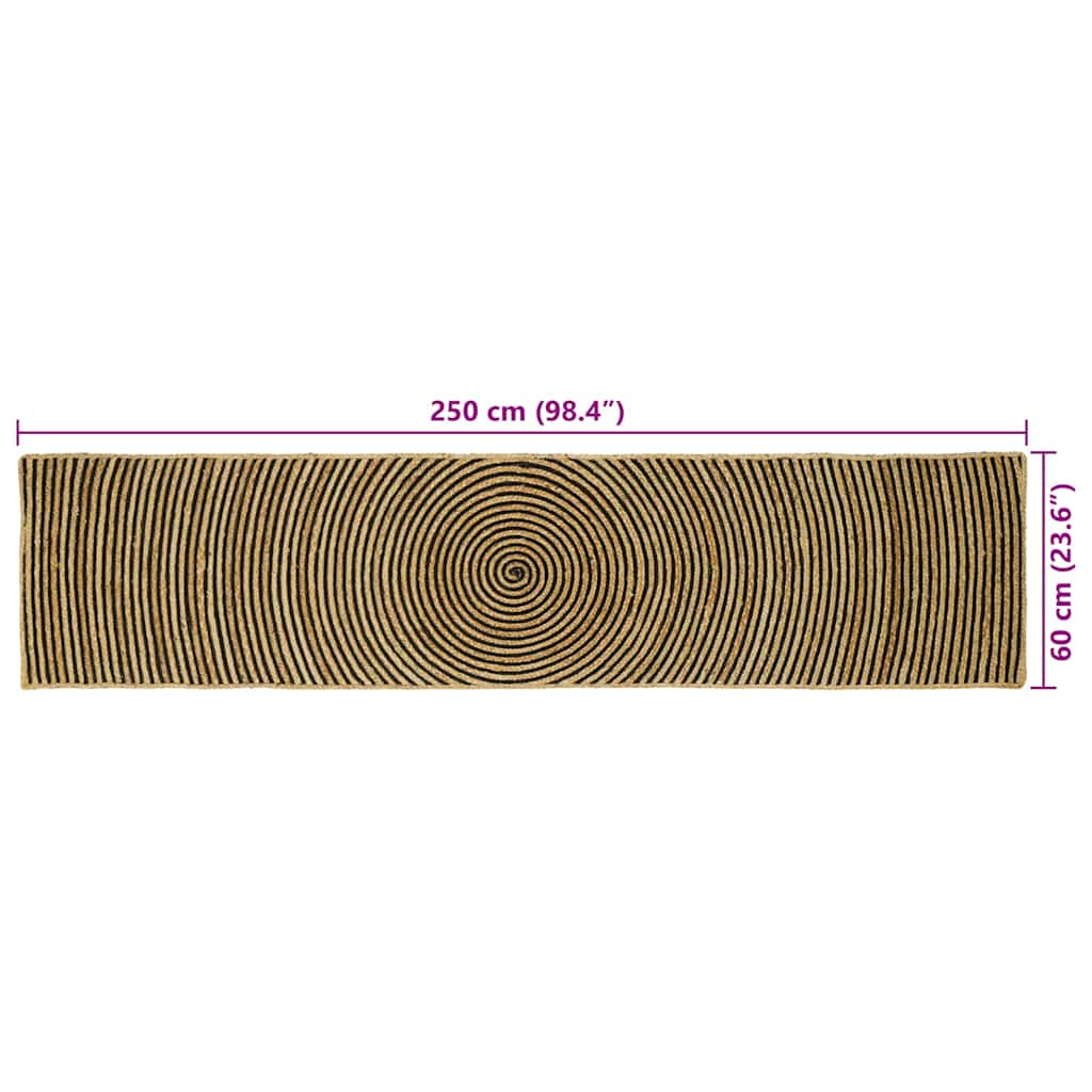vidaXL Χαλιά χώρου Μαύρο 60 x 250 εκ. Γιούτα