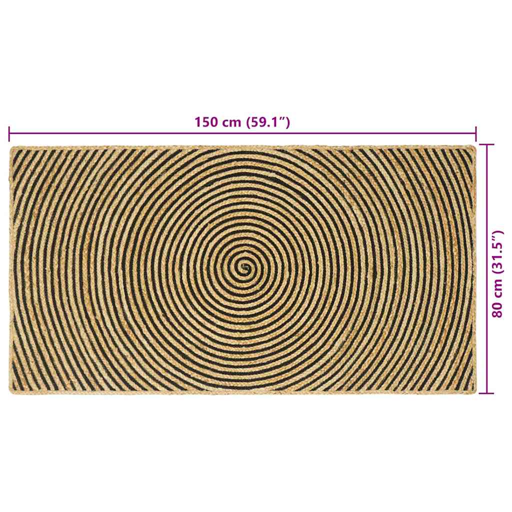 vidaXL Χαλιά χώρου Μαύρο 80 x 150 cm Γιούτα