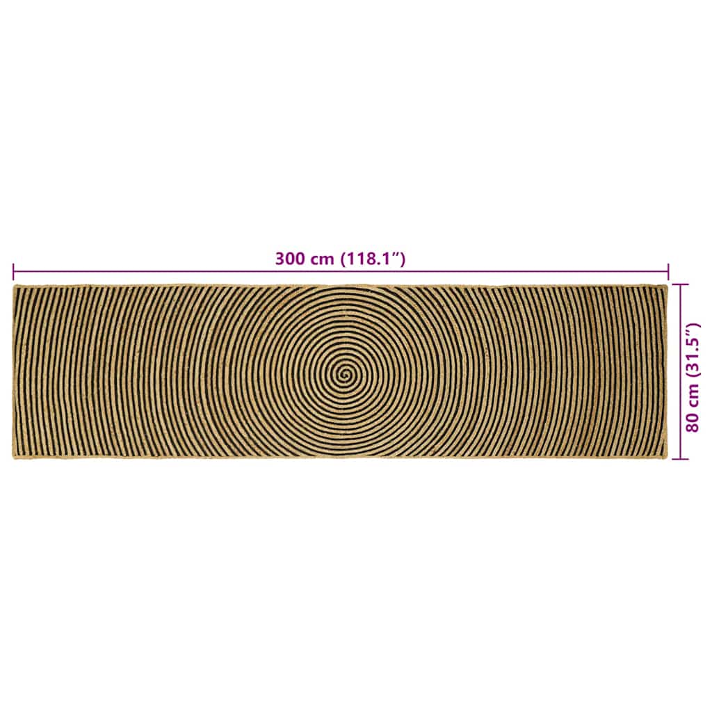 vidaXL Χαλιά χώρου Μαύρο 80 x 300 cm Γιούτα
