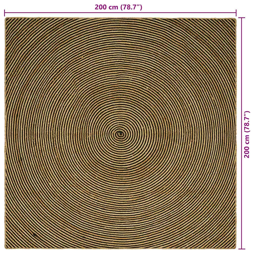 vidaXL Χαλιά χώρου Μαύρο 200 x 200 cm Γιούτα