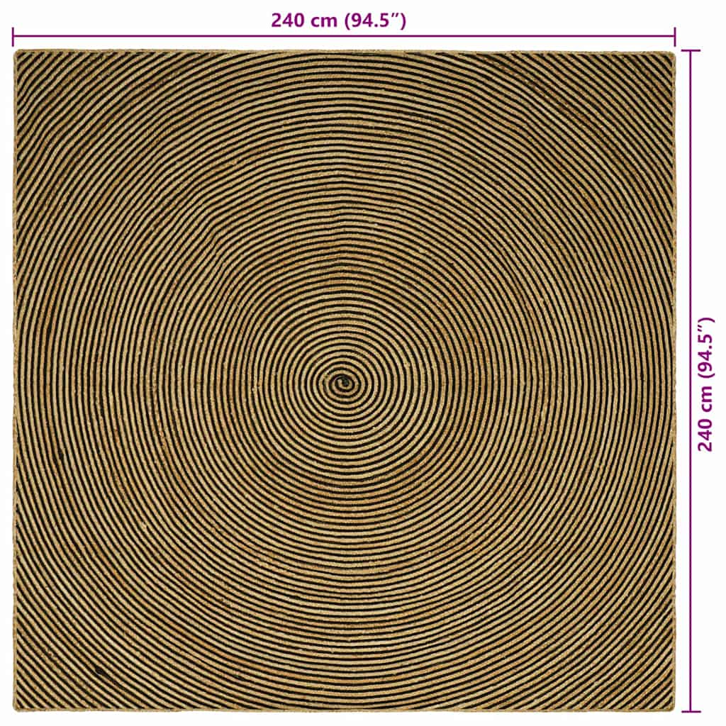 vidaXL Χαλιά χώρου Μαύρο 240 x 240 cm Γιούτα