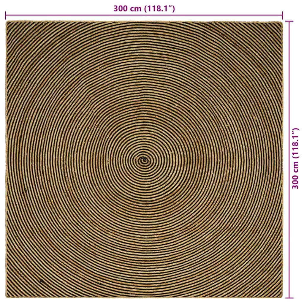 vidaXL Χαλιά χώρου Μαύρο 300 x 300 cm Γιούτα