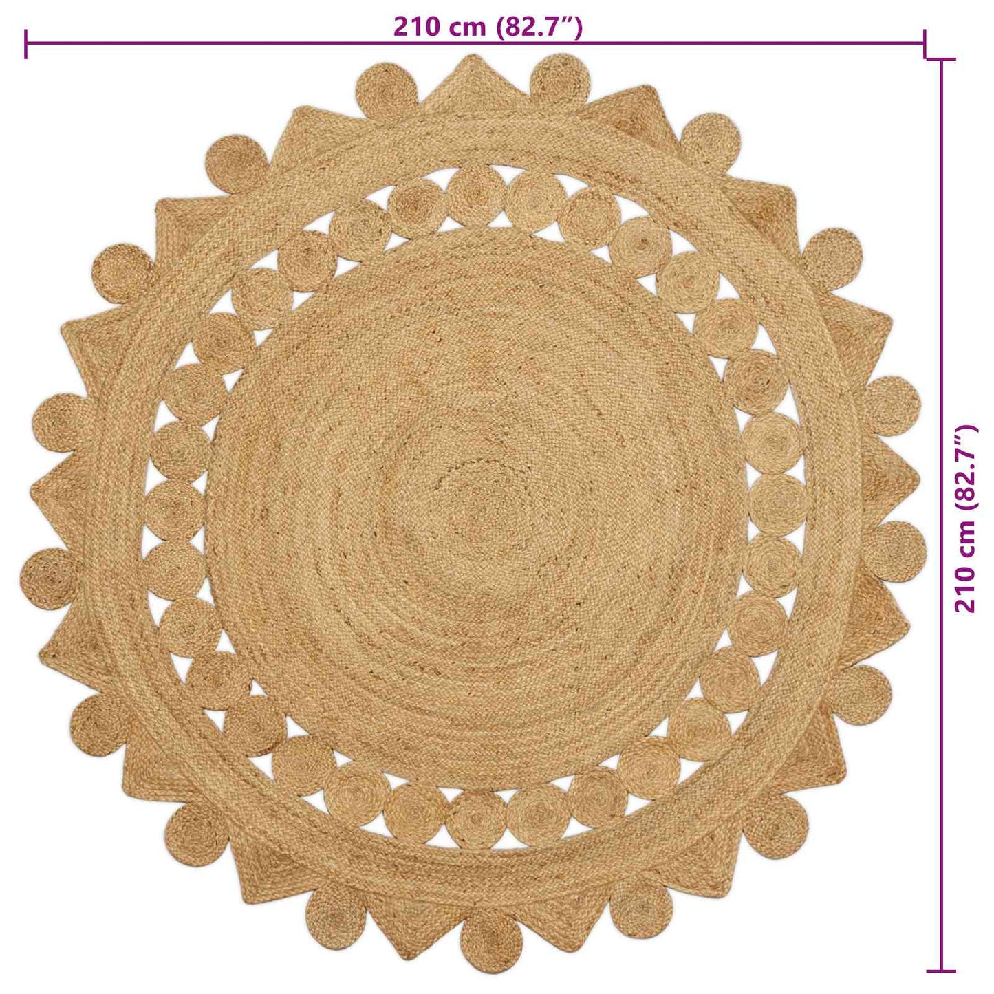 vidaXL Χαλιά χώρου Φυσικό Ø 210 cm Γιούτα