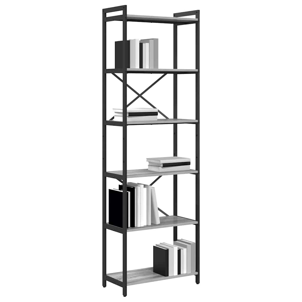 vidaXL Βιβλιοθήκη Γκρι sonoma 60 x 30 x 188 εκ Επεξεργασμένο ξύλο