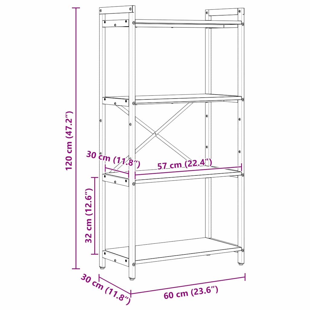 vidaXL Βιβλιοθήκη Γκρι sonoma 60 x 30 x 118 εκ Επεξεργασμένο ξύλο