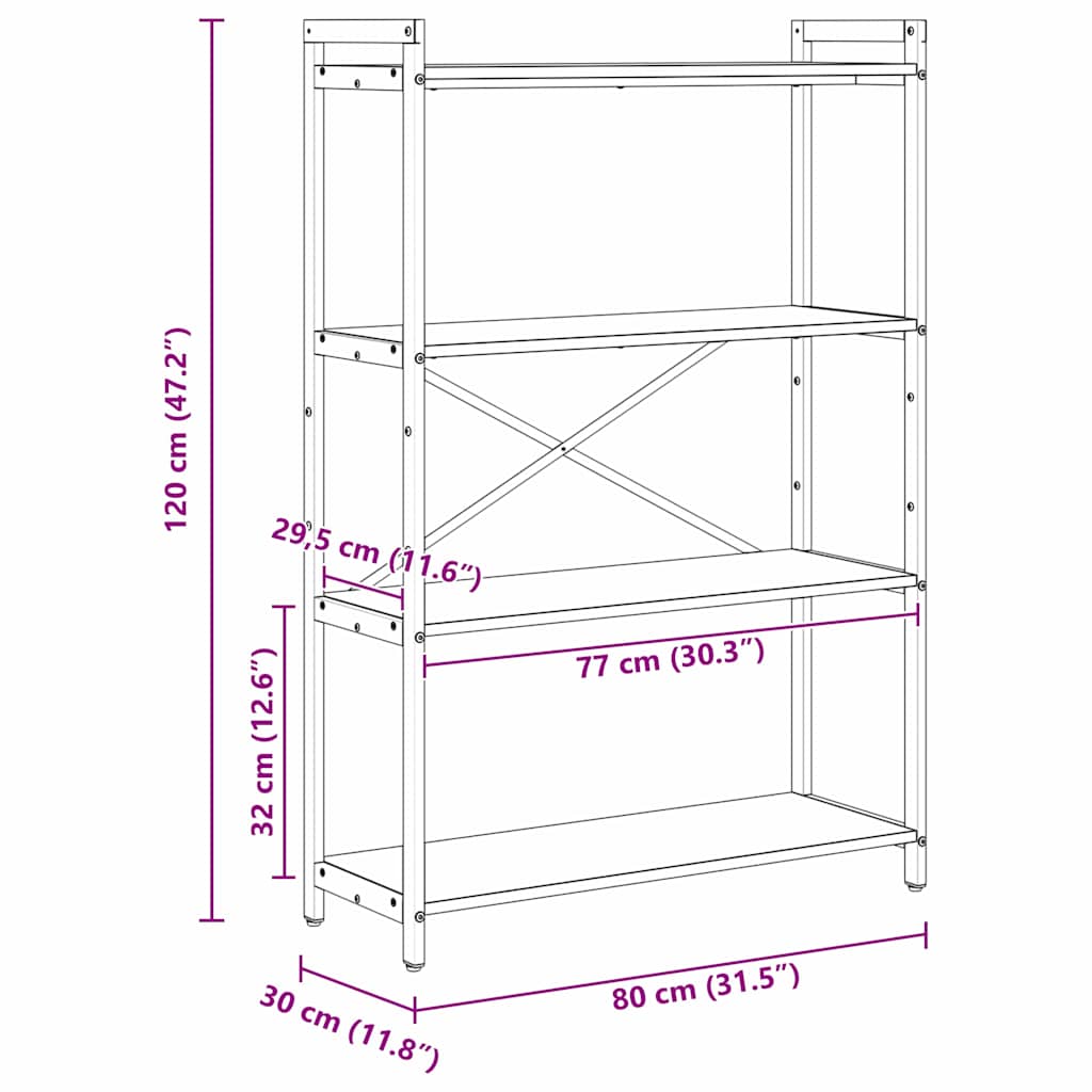 vidaXL Ράφι Βιβλίων Artisan Oak 80 x 30 x 120 εκ Επεξεργασμένο ξύλο