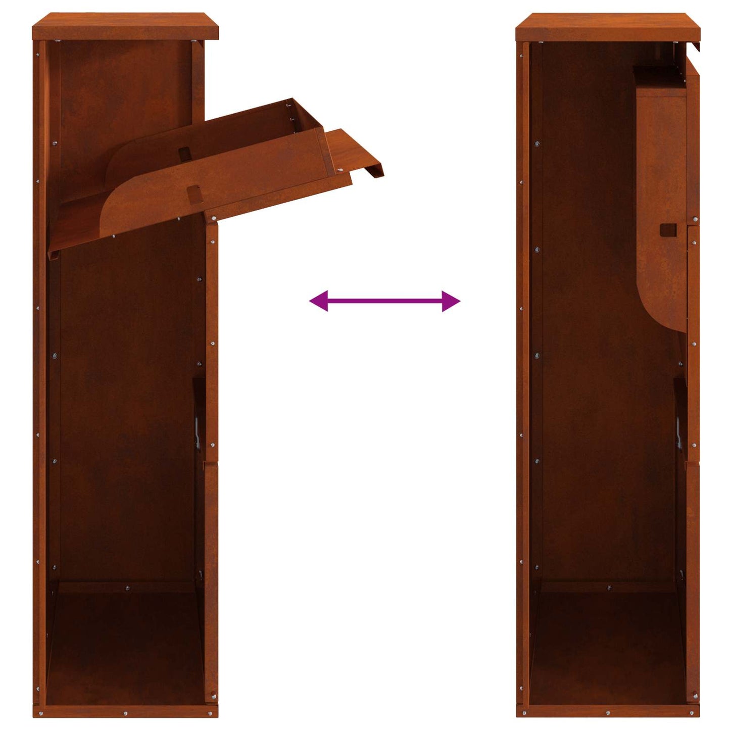 vidaXL Θυρίδα Πακέτων με αποθήκευση με πόρτα Σκ rusty 44 x 22 x 82 εκ.