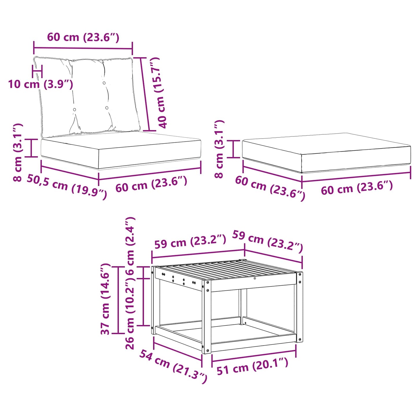 vidaXL Σειρά Καναπέ Εξωτερικού με μαξιλάρι 6 pcs Φυσικό και Μπεζ