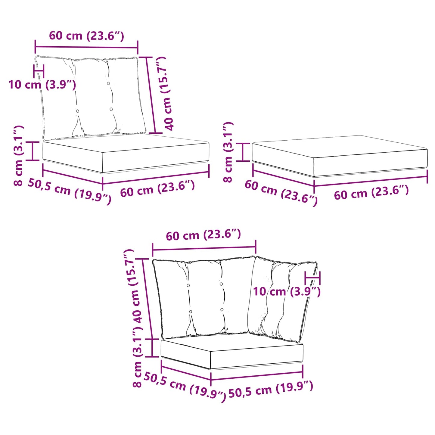 vidaXL Σειρά Καναπέ Εξωτερικού με μαξιλάρι 6 pcs Φυσικό και Μαύρο